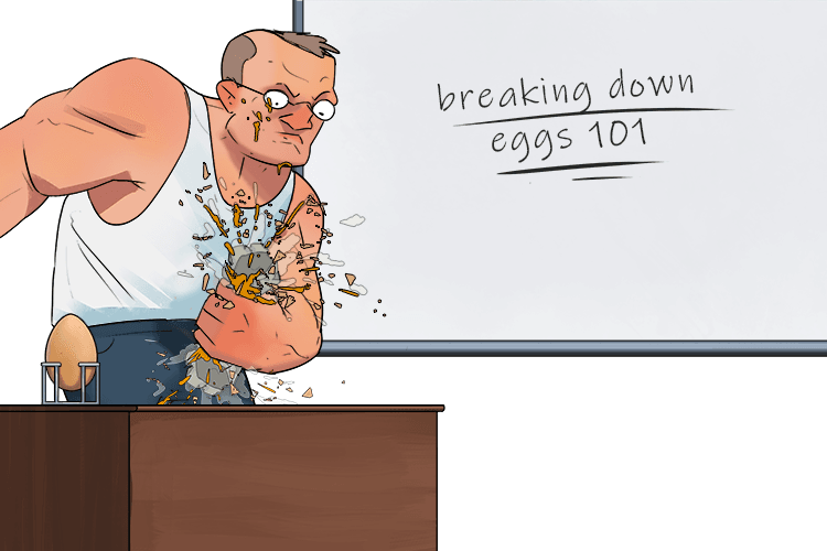 The pro bodybuilder teaches ways (protease) to break down eggs (protein)